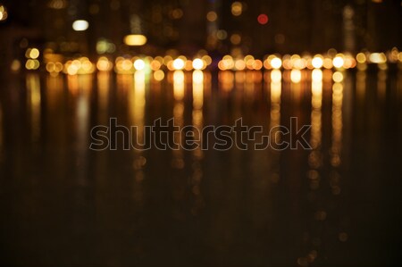 Stock fotó: Bokeh · fények · tó · kép · víz · épületek