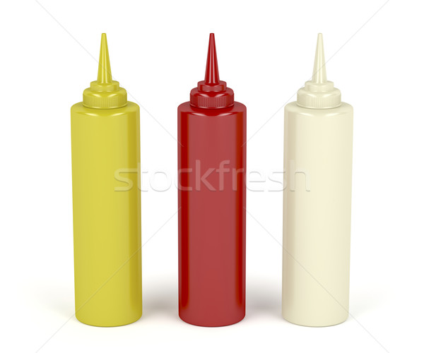 Mostarda ketchup maionese plástico garrafas Foto stock © magraphics