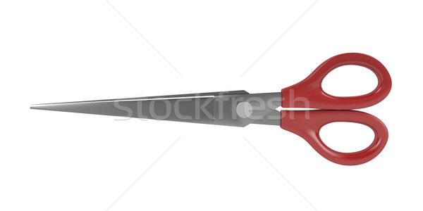 Rouge plastique ciseaux isolé blanche bureau [[stock_photo]] © magraphics
