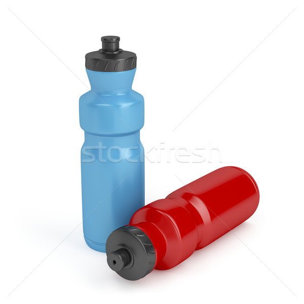 Bleu rouge plastique bouteilles sport eau [[stock_photo]] © magraphics