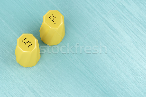 Citromsárga só bors kerámia fa asztal étel Stock fotó © magraphics