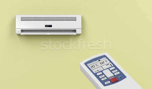 Stockfoto: Afstandsbediening · airconditioner · technologie · kamer · groene · witte