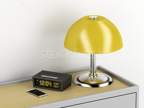 Nightstand with electric devices on it Stock photo © magraphics