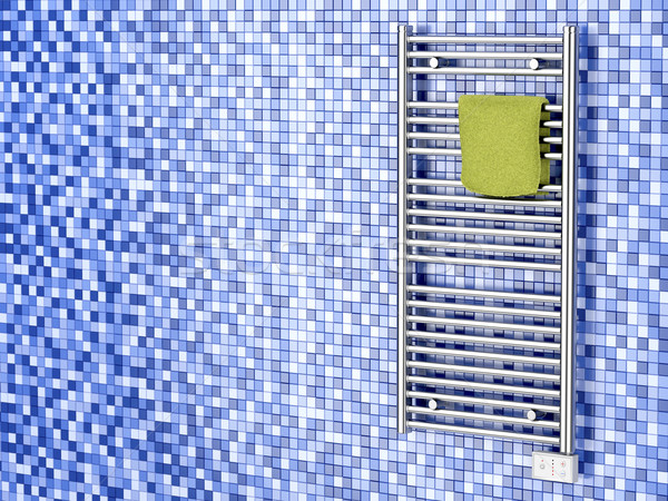 Chrom elektrische Handtuch Heizkörper Bad Wand Stock foto © magraphics