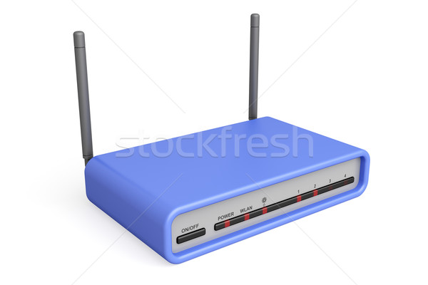 Zdjęcia stock: Niebieski · router · 3d · ilustracji · bezprzewodowej · technologii · sieci