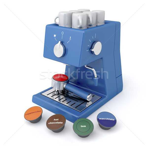 Kapszula kávéfőző kék kávéfőző kávé tea Stock fotó © magraphics