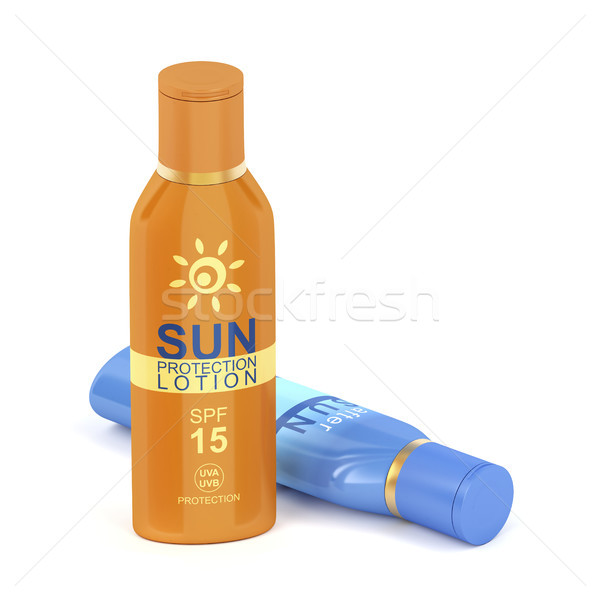 Protetor solar sol branco ilustração 3d praia verão Foto stock © magraphics