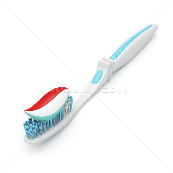 Escova de dentes creme dental branco boca limpar plástico Foto stock © magraphics
