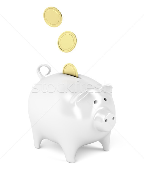 Piggy bank with golden coins Stock photo © magraphics
