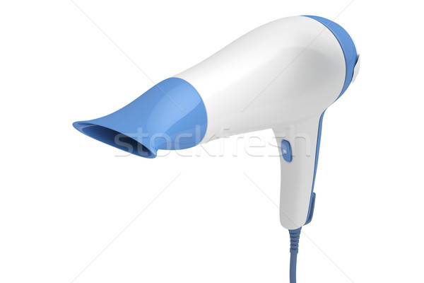 фен изолированный белый 3d иллюстрации волос синий Сток-фото © magraphics