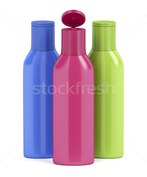 Plástico botellas cosméticos tres diferente colores Foto stock © magraphics