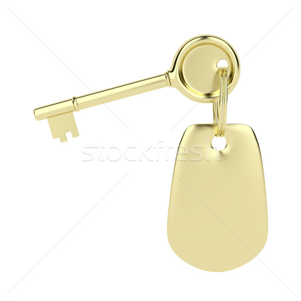 Sleutel sleutelhanger gouden kleur geïsoleerd witte Stockfoto © magraphics