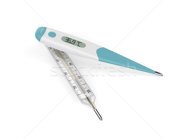 Electronic and mercury thermometers Stock photo © magraphics