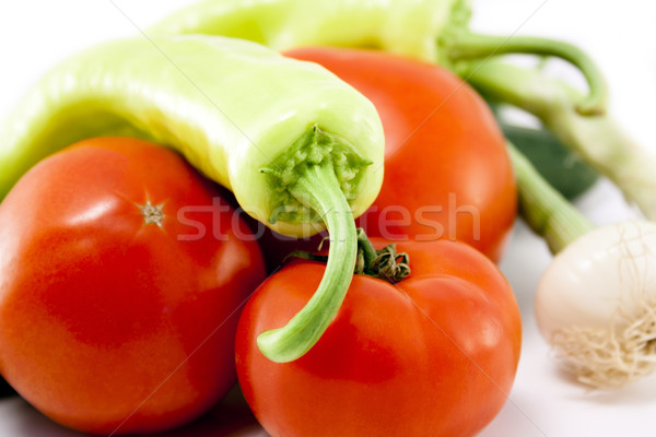 Gemüse Mischung Tomaten Knoblauch Zwiebel Pfeffer Stock foto © magraphics