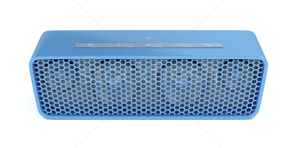 Portabil bluetooth vorbitor alb muzică tehnologie Imagine de stoc © magraphics