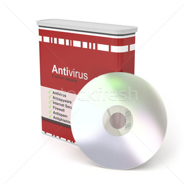 Antivirus oprogramowania polu dysku biały opakowań Zdjęcia stock © magraphics