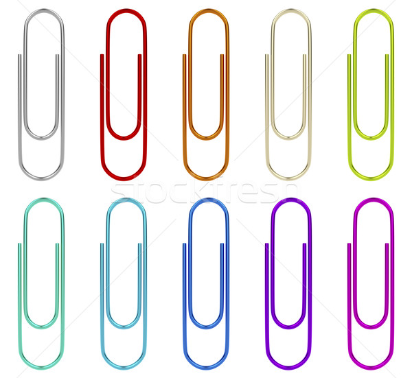 Set of multicolored paperclips Stock photo © magraphics