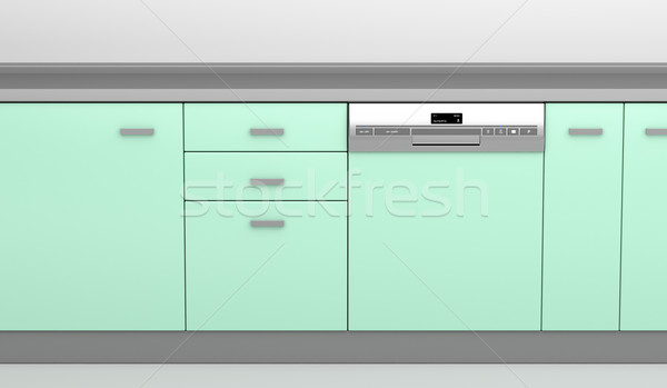 食器洗い機 キッチン 統合された 金属 マシン 電気 ストックフォト © magraphics