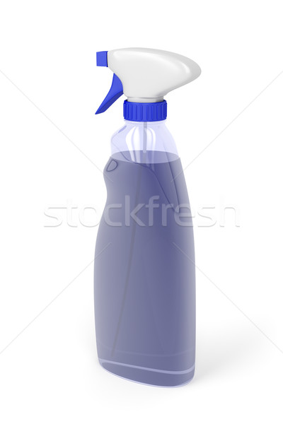 Foto stock: Limpador · de · janelas · garrafa · spray · branco · químico · líquido