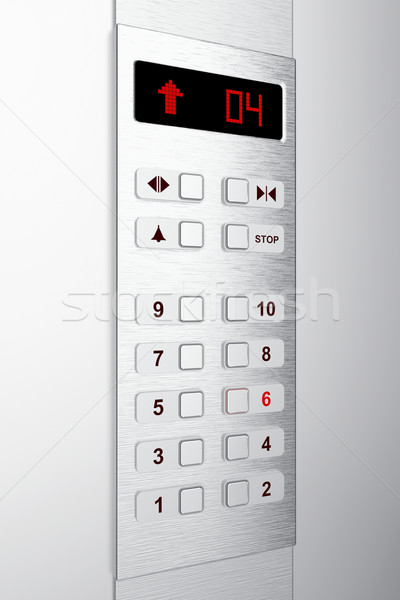 Ascenseur panneau de commande sélectionné bâtiment acier bouton [[stock_photo]] © magraphics