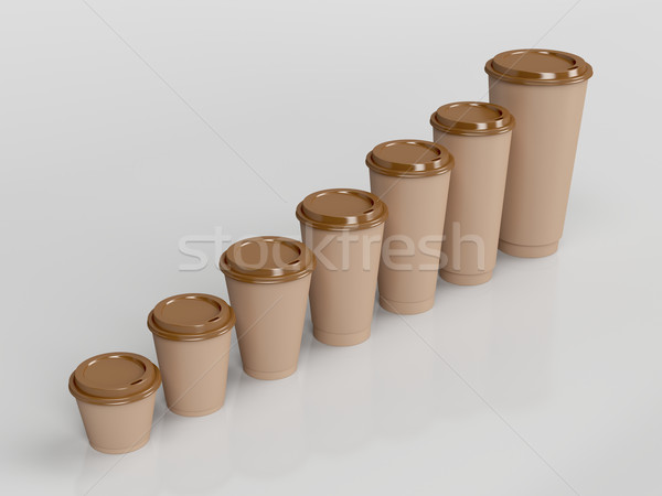 Tasses de café papier brun différent café tasse blanche [[stock_photo]] © magraphics