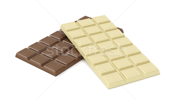 Kettő csokoládé rácsok fehér barna étel Stock fotó © magraphics