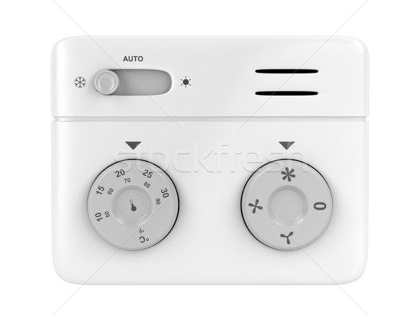 Termóstato isolado branco ar condicionado painel de controle termômetro Foto stock © magraphics