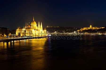 Cityscape of Budapest at night Stock photo © magraphics