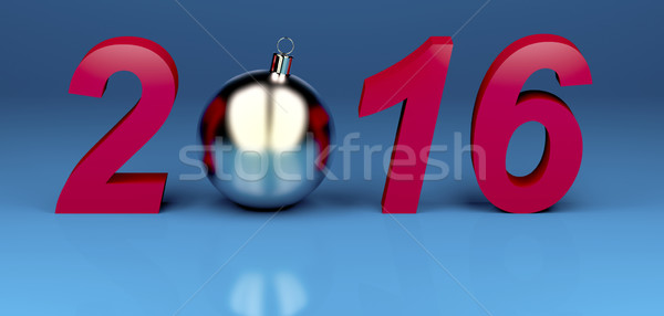 Happy new year 2016 carte de vœux calendrier balle or [[stock_photo]] © magraphics