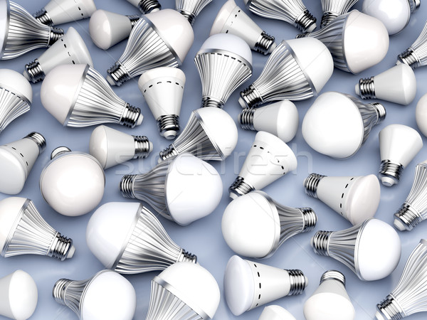Különböző villanykörték csoport fényes kék energia Stock fotó © magraphics
