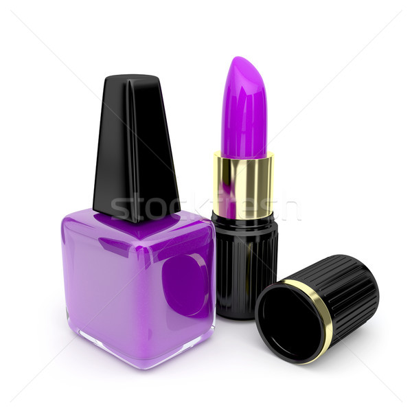 Nagellack Lippenstift weiß Mode Flasche Gold Stock foto © magraphics