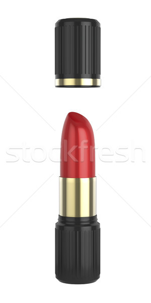 Rossetto rosso isolato bianco bellezza oro cosmetici Foto d'archivio © magraphics