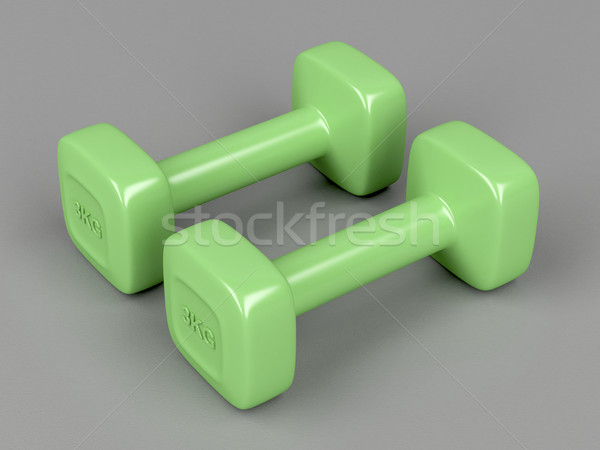 Pár súlyzók szürke gumi padló sport Stock fotó © magraphics