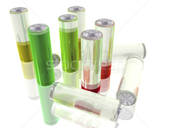 Batterijen 3D afbeelding glas stijl Stockfoto © magraphics