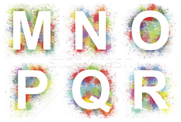 Alfabeto colorido meio-tom cartas tipo símbolo Foto stock © magraphics