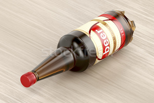 Bierflasche Holz Kunststoff trinken Flasche Stock foto © magraphics