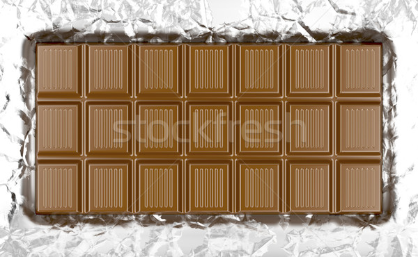 Chocolate bar on aluminum foil  Stock photo © magraphics