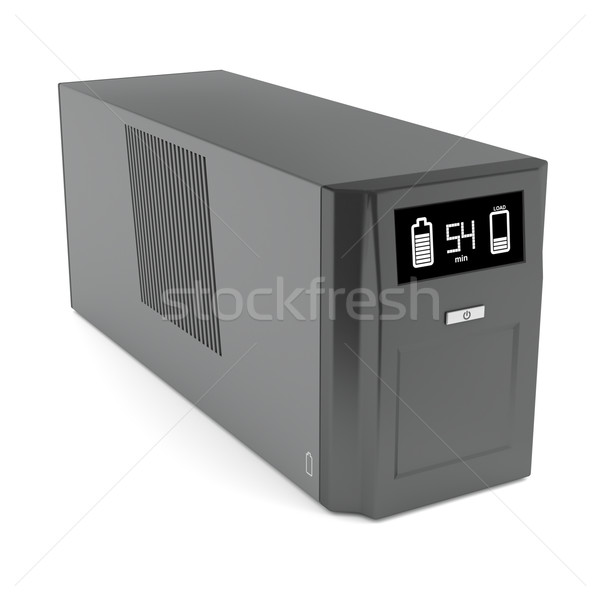 Zasilacz biały elektryczne bezpieczne elektronicznej baterii Zdjęcia stock © magraphics