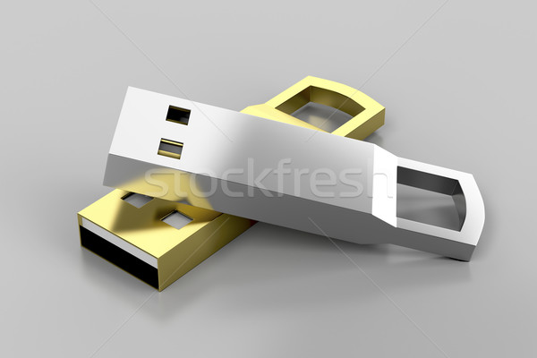 élégant argent or usb flash [[stock_photo]] © magraphics