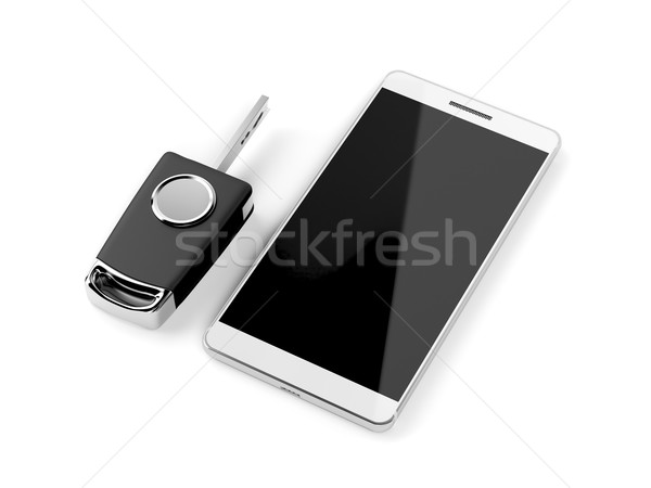 ключи от машины смартфон белый автомобилей телефон транспорт Сток-фото © magraphics