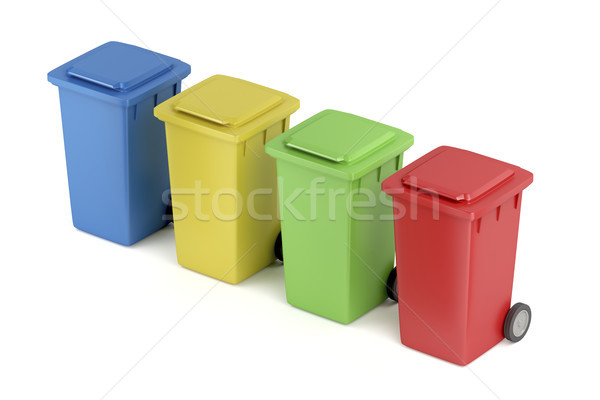 Tarka műanyag szemét újrahasznosít konténer konzerv Stock fotó © magraphics