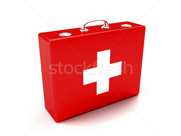 Premiers soins rouge valise isolé blanche [[stock_photo]] © magraphics