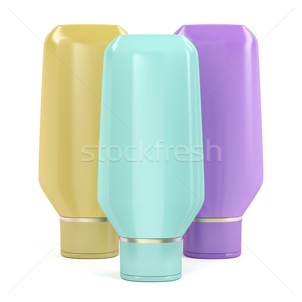 塑料 瓶 化妝品 產品 三 洗髮水 商業照片 © magraphics