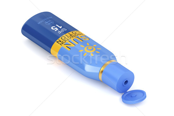 Stockfoto: Zonnebrandcrème · lotion · witte · 15 · 3d · illustration · strand