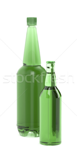 Foto stock: Verde · cerveja · garrafas · branco · plástico · vidro
