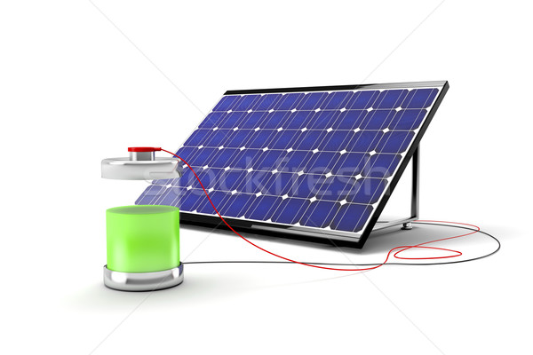 Panneau solaire batterie grand fils libre pouvoir Photo stock © magraphics