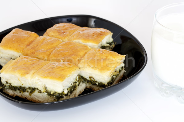 épinards tarte pièces fromages noir plat [[stock_photo]] © magraphics