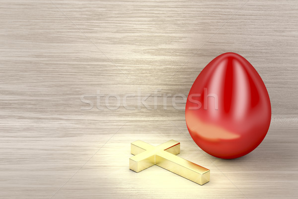 Golden cross and red egg Stock photo © magraphics