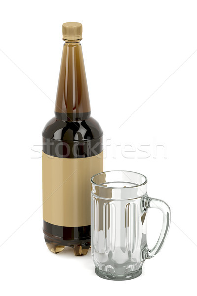 Leer mug Bierflasche groß weiß Glas Stock foto © magraphics