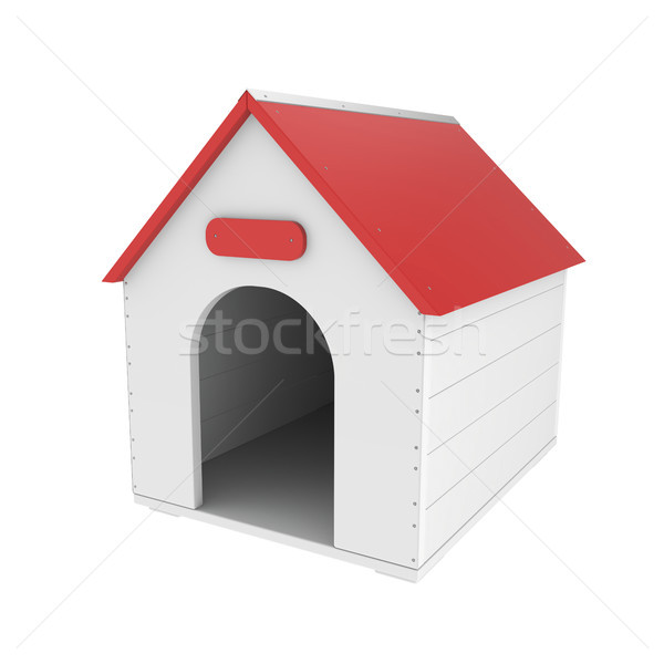 Blanche isolé chien bois rouge toit Photo stock © magraphics